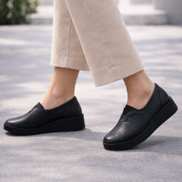 Կաշվե սլիպոն կոշիկներ՝ հարթակային տակացու, փափուկ ներբան, 4 ամսվա երաշխիք։ Кожаные slip-on: платформа, мягкая стелька, гарантия 4 месяца. Leather slip-ons with a platform sole, soft footbed, and a 4-month warranty.