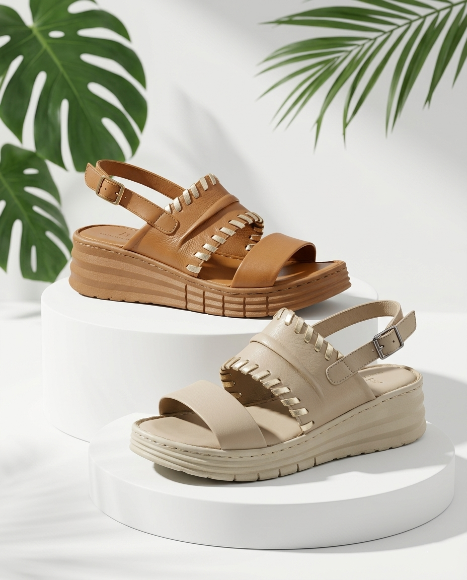 Պլատֆորմ սանդալներ՝ հարմարավետ, հեշտ հագնվող և ժամանակակից առօրյա ընտրություն։ Сандалии на платформе — удобная и стильная модель для активного дня. Platform sandals for a comfortable, easy-to-wear, everyday look.